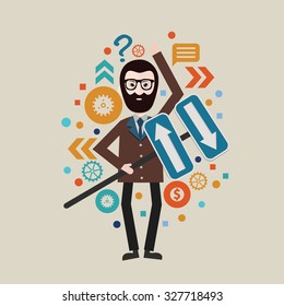 Businessman, character design,clean vector