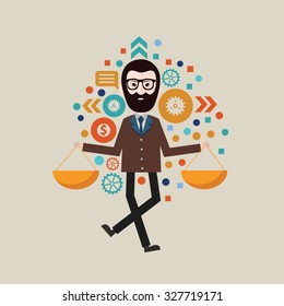 Businessman, character design,clean vector