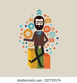 Businessman, character design,clean vector