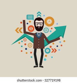 Businessman, character design,clean vector