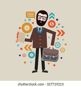 Businessman, character design,clean vector