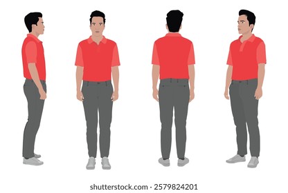 Businessman character in different angles for seamless 2D animation, explainer videos, marketing visuals, and business-themed digital content.