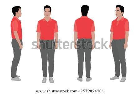 Businessman character in different angles for seamless 2D animation, explainer videos, marketing visuals, and business-themed digital content.