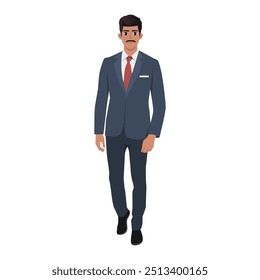 Businessman character in formal tie suit outfit. Flat vector Character illustration