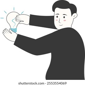 Businessman Character with Hand Drawn Design Style. Isolated Illustration on White Background.
