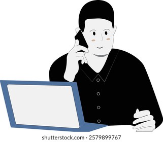 Businessman Character with Hand Drawn Design Style. Isolated Vector Sketch.