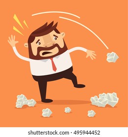 Businessman character have no idea. Vector flat cartoon illustration