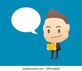 Businessman character holding tablet - vector illustration, EPS10