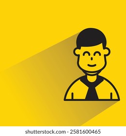 businessman character icon with shadow on yellow background