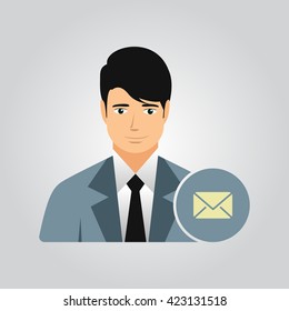 Businessman character icon vector