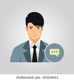 Businessman character icon vector