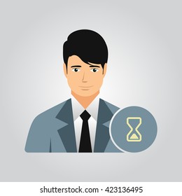 Businessman character icon vector