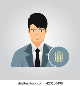 Businessman character icon vector