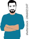 Businessman character. Ink black and white drawing, Thinking man, Guy with short or long hair in a shirt and shirt man man doodle linear cartoon coloring.