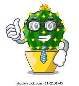 Businessman character mammillaria cactus at cactus farm