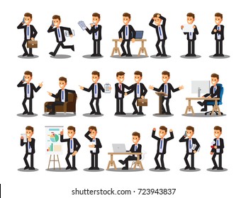 Businessman character In the office set  ,Vector illustration 