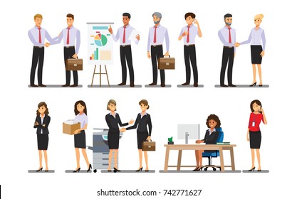 Businessman character In the office set  ,Vector illustration 