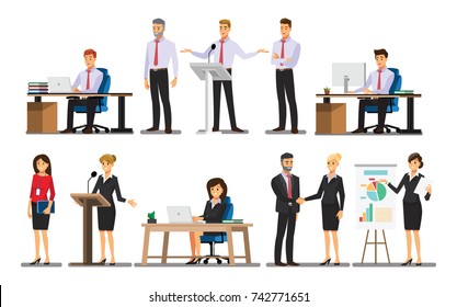 Businessman character In the office set  ,Vector illustration 