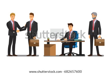 Businessman character In the office set  ,Vector illustration 