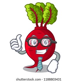 Businessman character organic beetroot in the garden