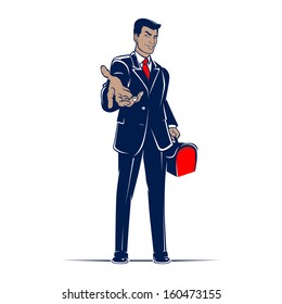 Businessman character with the retro case 