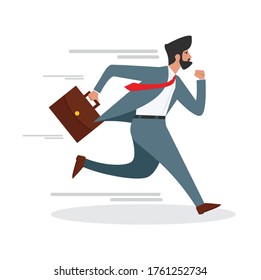 businessman character  running with a briefcase