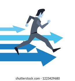 businessman character running to success