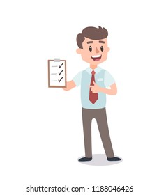 Businessman character set. Animate character. Male personage constructor. Different man postures. Vector set personage. Isolated on white background.