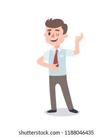 Businessman character set. Animate character. Male personage constructor. Different man postures. Vector set personage. Isolated on white background.