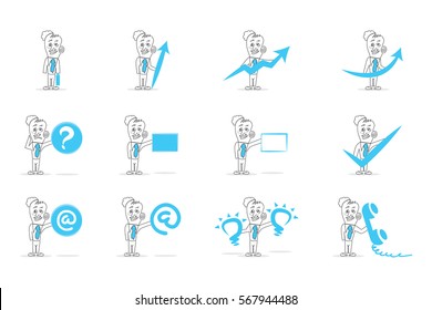 Businessman Character Set. A character designed to explain business topics such as finance.