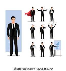 Businessman character set. Minimal businessman vector illustration.