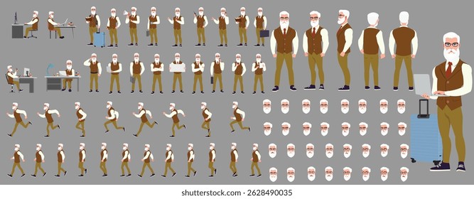 Businessman Character set, Character pack of Expressions, gestures, poses, lipsync, walk animation and run animation.