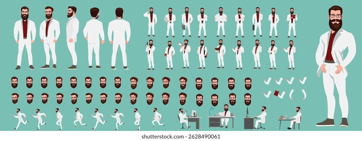 Businessman Character set, Character pack of Expressions, gestures, poses, lipsync, walk animation and run animation.