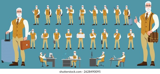Businessman Character set, Character pack of Expressions, gestures, poses, lipsync, walk animation and run animation.