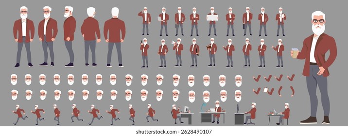 Businessman Character set, Character pack of Expressions, gestures, poses, lipsync, walk animation and run animation.