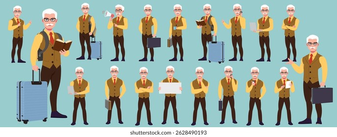 Businessman Character set, Character pack of Expressions, gestures, poses, lipsync, walk animation and run animation.