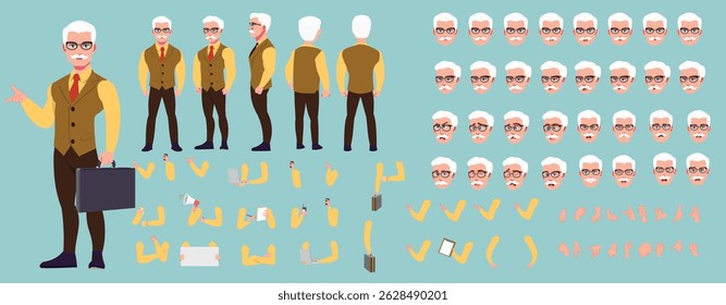Businessman Character set, Character pack of Expressions, gestures, poses, lipsync, walk animation and run animation.