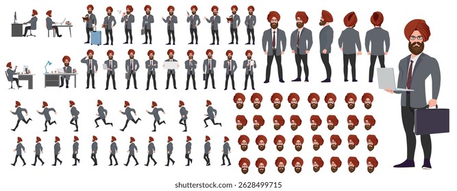Businessman Character set, Character pack of expressions, lipsync,poses, gestures,walk animation and run animation