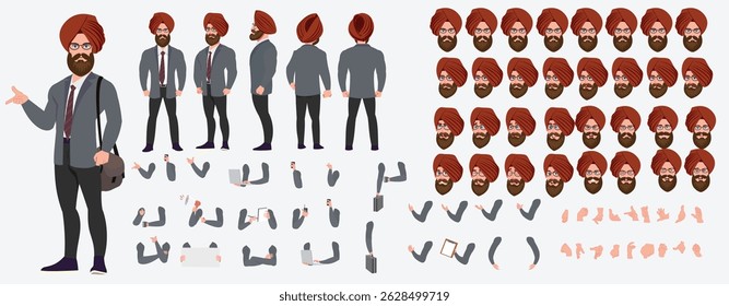 Businessman Character set, Character pack of expressions, lipsync,poses, gestures,walk animation and run animation