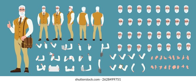 Businessman Character set, Character pack of expressions, lipsync,poses, gestures,walk animation and run animation