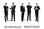 Businessman character set in various poses. Flat vector illustrations. Group of business people.