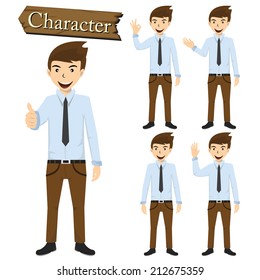 Businessman character set vector