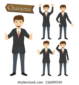 Businessman character set vector 