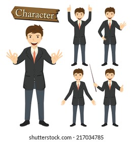 Businessman character set vector 