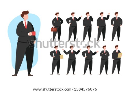 Businessman character set, vector flat illustration