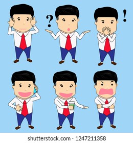 Businessman character set vector illustration.