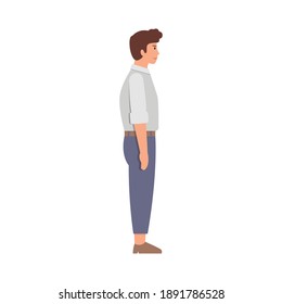 Vista lateral de carácter de hombre de negocios. ilustración vectorial