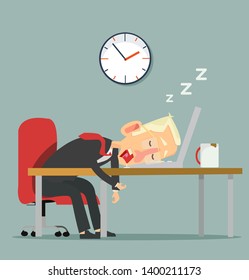  businessman character  Sleeping at work 