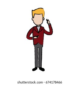 businessman character standing suit clothes
