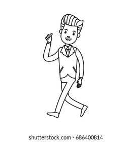 businessman character standing suit clothes
